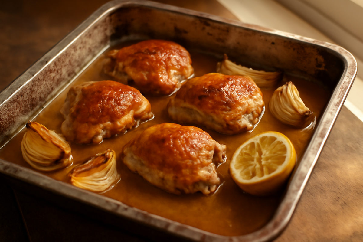 Chicken Thigh Tray Bake Gravy