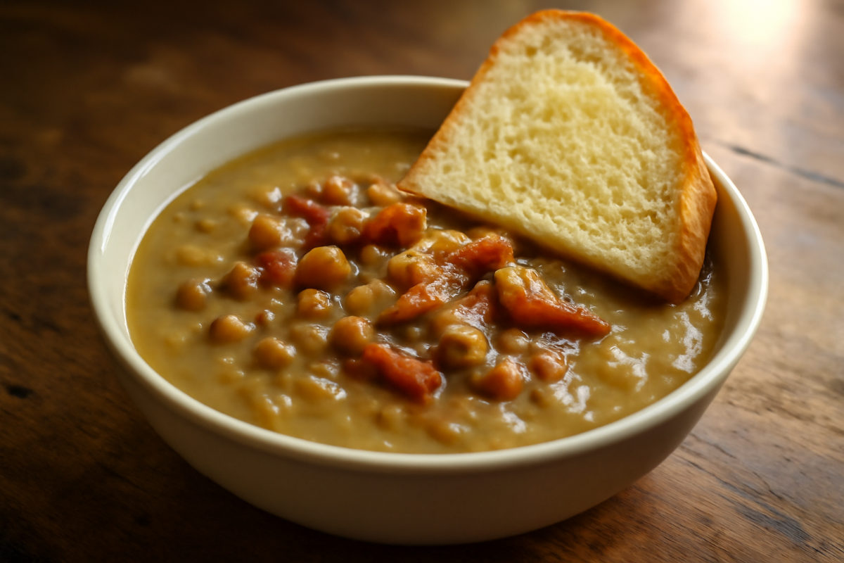 Grey Peas and Bacon Gravy